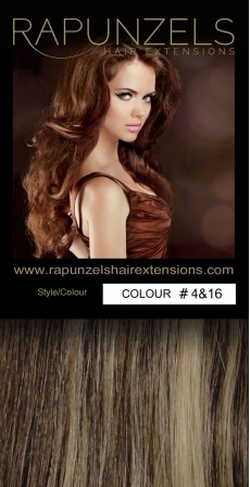 110 Gram 18" Hair Weave/Weft Colour #4&16 Chocolate Brown & Caramel Blonde Streak (Full Head)